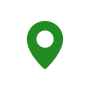 A green map pin in the middle of a white circle.